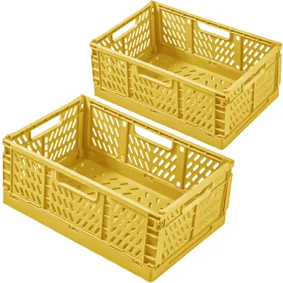 Produktbild von 2-teiliger Aufbewahrungskorb, Aufbewahrungsbox, Kunststoff, faltbare Boxen, stabile Aufbewahrungskiste, faltbarer Korb