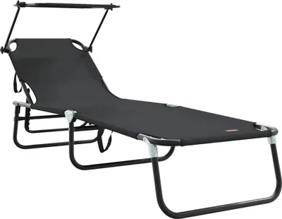 Produktbild von vidaXL Klappbare Sonnenliege Schwarz 190 x 57 x 81 cm Oxford