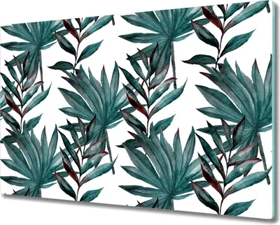 Produktbild von Herd-Abdeckplatte Glas Schneidebrett Glaskeramikfeld-Abdeckung - 80x52 cm - Tropische Blätter