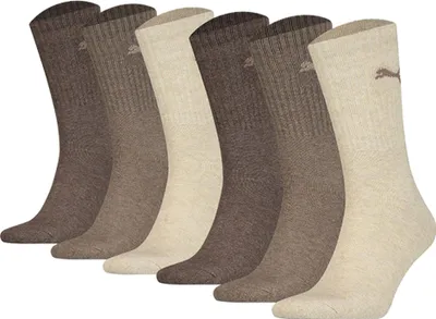 Produktbild von PUMA Uni Sportsocken, 6 Paar - Tennissocken, Crew Sport Socken, einfarbig Braun-Mix 43-46