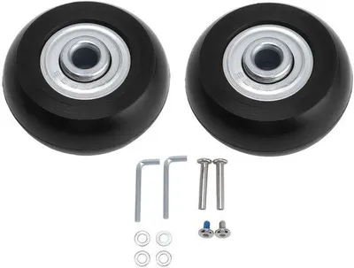 Immagine prodotto di Ruote di ricambio per valigie 54 x 18 mm - Ruota universale per pattini in linea con set di montaggio e ruote piroettanti gommate per valigie (2 pezzi)
