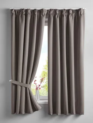 Produktbild von 2er Set Verdunkelungsvorhänge Blickdicht »NewYork« verdeckte Schlaufen Taupe HxB 160x140 cm Thermo-Gardine Blackout  schalldämmend Kräuselband Raffhalter, 202020610-2