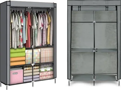 Image de Armoire textile - une grande armoire en tissu avec étagères pour vêtements et chaussures