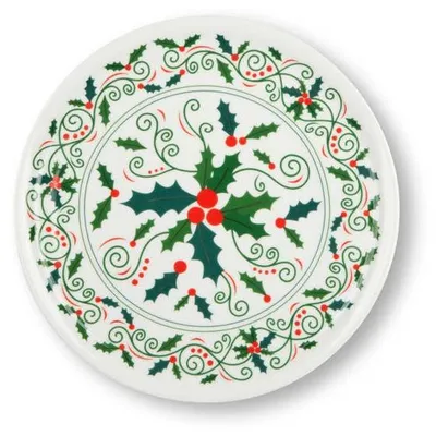 Immagine prodotto di Set di 6 piatti Excelsa, decorazione natalizia "Edera", porcellana verde
