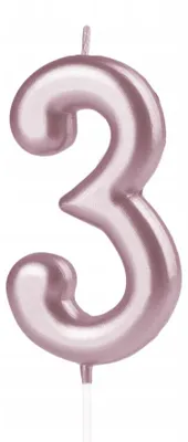 Produktbild von PartyPal Geburtstagskerze Zahl 3 Roségold Dekoration