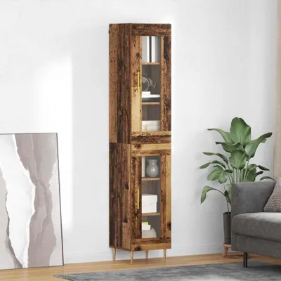 Zdjęcie produktu dla VidaXL Wysoka szafka, 2 sztuki, drewno z odzysku, 34,5 x 34 x 180 cm, płyta wiórowa
