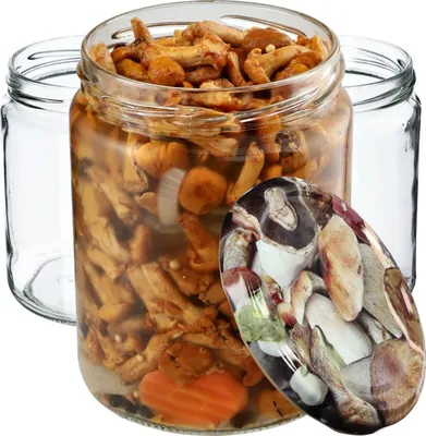 Obrázek produktu pro KADAX zavařovací sklenice s víčkem "Maki", zavařovací sklenice, 540 ml, houby, 8 kusů