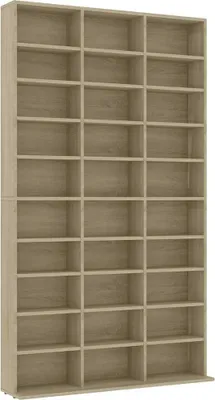 A tall, empty bookshelf with many compartments.