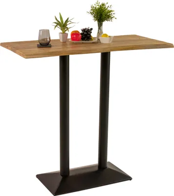 Produktbild von Bistrotisch Baumkante 120 x 60 cm massiv Mangoholz natur Doppel-Säulengestell schwarz IAN