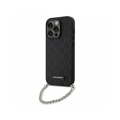 Produktbild von Karl Lagerfeld KLHCP14LSACKLHPK iPhone 14 Pro 6,1" schwarz/schwarzes Hardcase mit Saffiano-Monogrammkette Handyhülle