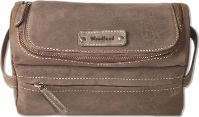Produktbild von Woodland® Kulturtasche aus weichem, naturbelassenem Büffelleder in Dunkelbraun/Taupe