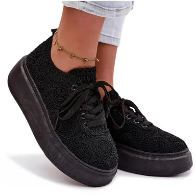 Produktbild von Häkelten Damenschuhe Plateauschuh Schwarz Evalora 38