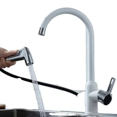 Produktbild von Küchenarmatur, flexibler Ausziehschlauch, deckenmontiertes Design, 04027WH