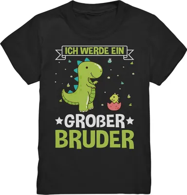 Produktbild von Dinosaurier Großer Bruder Shirt – Black / 122/128 (7-8)