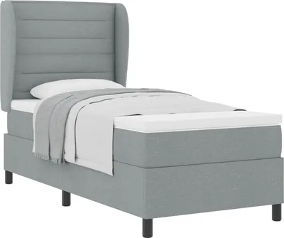 Immagine prodotto di vidaXL Letto a molle con materasso grigio chiaro 100 x 200 cm in tessuto