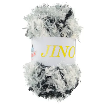 Produktbild von 50g Strick-Garn Jino Kuschelgarn Plüschgarn by VLNIKA Farbauswahl, Farbe:1124 schwarz-weiß-grau