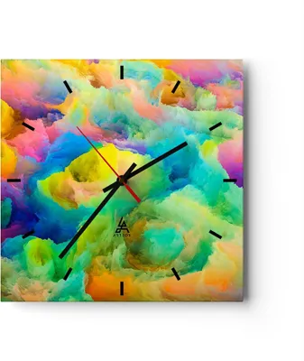 Produktbild von Wanduhr - Quadrat - Glasuhr - Abstraktion modern - 30x30cm - Schleichendes Uhrwerk - Lautlos - zum Aufhängen bereit - Dekoration Modern - Wanddekoration aus Glas - C3AC30x30-4055