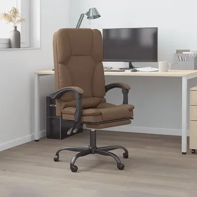 Produktbild von Bürostuhl mit Massagefunktion braun Stoff, ergonomisch höhenverstellbar, drehstuhl mit armlehne und rückenlehne, für homeoffice arbeitszimmer konferenzraum mit Rollen und lendenstütze
