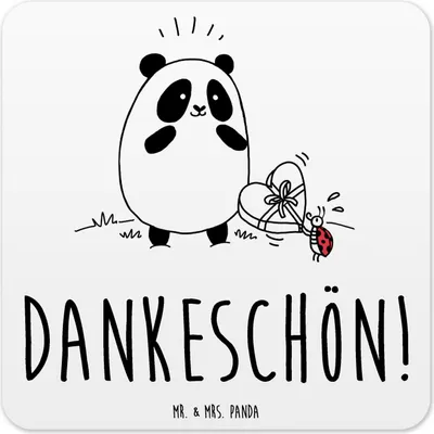 Produktbild von Mr. & Mrs. Panda Untersetzer für Gläser Panda Dankeschön 10er Set - Weiß - Geschenk, Tischuntersetzer, Flaschenuntersetzer, Coaster, Glas-Untersetzer