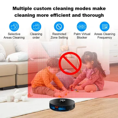 Image de Aspirateur robot avec navigation laser, fonction serpillère et puissance d'aspiration de 6500 Pa, idéal pour les surfaces multiples
