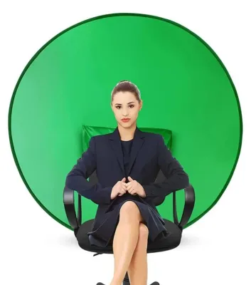 Produktbild von Grüner Bildschirm 142 cm - Tragbar - Faltbar - Lichtabsorbierend - Hintergrund für Video Chats - Videokonferenzen - Hintergrundschirm