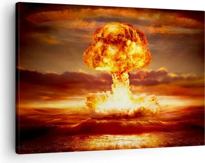 Produktbild von Bild auf Leinwand - Leinwandbild - Krieg Atombombe Pilz Apokalypse - 70x50cm - Wand Bild - Wanddeko - Leinwanddruck - Bilder - Kunstdruck - Wanddekoration - Leinwand bilder - Wandkunst - AA70x50-2834