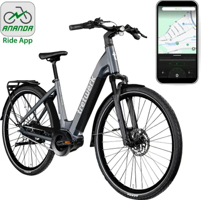 Immagine prodotto di Tretwerk Amber Nexus E-bike da donna, bicicletta elettrica da 28 pollici, per persone di altezza compresa tra 155 e 185 cm, modello olandese con telaio ribassato, colore antracite, 48 cm