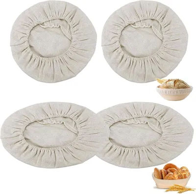 Produktbild von Leinen Einsätze für Brot, 4 Stück, 2 Rund und 2 Oval, 25 cm, für Brotbacken