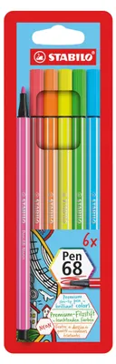 Image de STABILO Pen 68 stylo-feutre Multicolore 6 pièce(s)