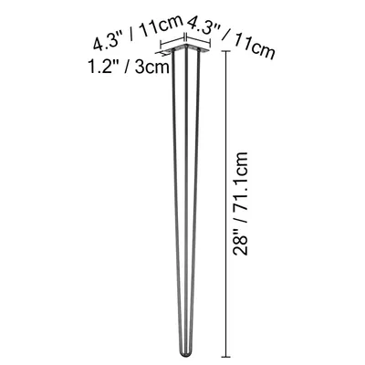 Produktbild von Haarnadel Tischbeine, 220 lbs Tragfähigkeit, Pulverbeschichtete Oberfläche, 28 Zoll