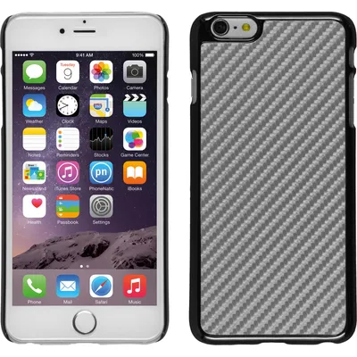 Produktbild von PhoneNatic Case kompatibel mit Apple iPhone 6 Plus / 6s Plus - Hülle silber Carbonoptik Hard-case + 2 Schutzfolien