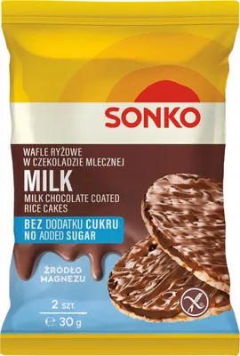 Obrázok produktu pre Sonko mliečne čokoládové oblátky bez pridaného cukru 30 G