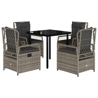 Produktbild von vidaXL 5-tlg. Garten-Essgruppe mit Kissen Grau Poly Rattan