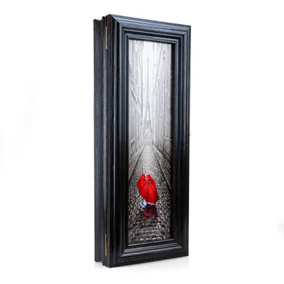 Productafbeelding van Sleutelkast van hout, wandorganizer met 7 haken en vintage look