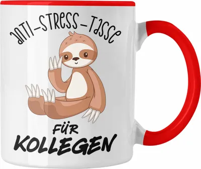 Produktbild von Trendation - Anti Stress Tasse für Kollegen Lustige Geschenkidee Kollegin Kaffeetasse Abschied Arbeit Büro (Rot)