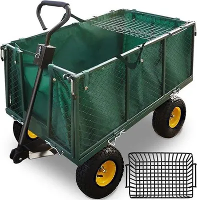 Zdjęcie produktu dla Wózek ogrodowy z plandeką wewnętrzną – nośność maks. 550 kg – zielony