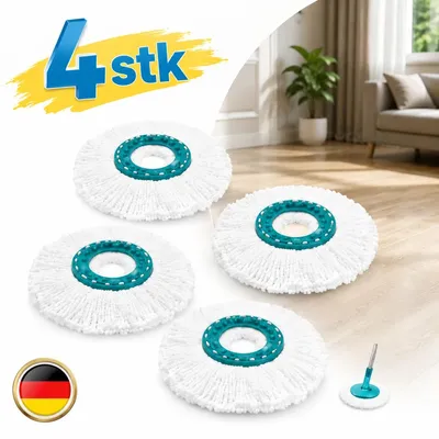 Produktbild von 4x Ersatzkopf Bodenwischer Ersatzbezug für Leifheit Clean Twist Disc Mop Micro