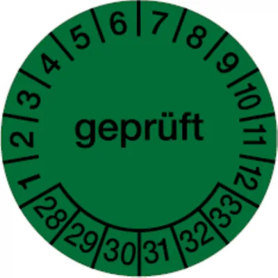 Produktbild von Dreifke® Aufkleber | Prüfetikett  grün ab 28 - 30 mm Folie selbstklebe...
