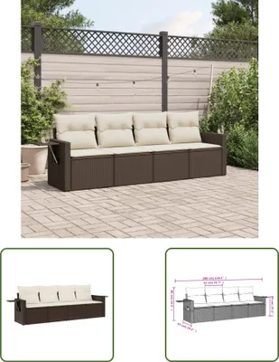 Produktbild von The Living Store 4-tlg. Garten-Sofagarnitur mit Kissen Braun Poly Rattan