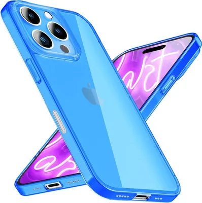 Image de Coque en silicone NALIA Neon pour iPhone 16 Pro Max – Couleur vive et protège-objectif – VIBE (coque transparente) – Marque berlinoise – Bleu