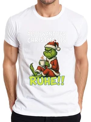 Produktbild von All I want for Christmas is Ruhe weihnachtsgrinch sarkastisch Herren T-Shirt, Weiß, S