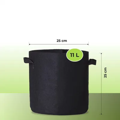 Produktbild von Pflanzsack mit Henkeln Grow Pot Bag Pflanztasche Pflanzbehälter 11 Liter – 1 Stück atmungsaktiv & wiederverwendbar
