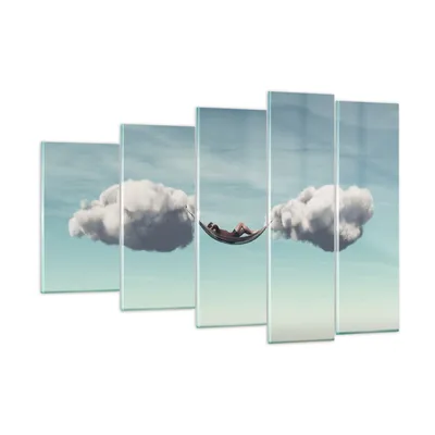 Produktbild von Bilder auf glas - 5 Teile - Wolken Hängematte Ruhe - 150x100cm - Glasbilder - Wandbilder - Bilder - zum Aufhängen bereit - Wanddekoration aus Glas - Glas Bilder - Wandbild auf Glas - GEG150x100-4373
