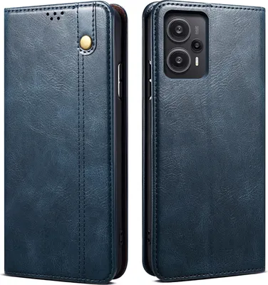Produktbild von Xiaomi Poco F5 Hülle, Leder Flip Brieftasche Schutzhülle mit Standfunktion für Xiaomi Poco F5 / Redmi Note 12 Turbo Blau