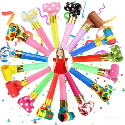 Productafbeelding van Partyfluitjes - 30 stuks - Blaasfluitjes - Kunststof/papier - Verjaardagsfeestje - Feestartikelen - Kleurrijke fluitjes