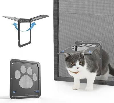 Produktbild von Famanu Haustierklappe mit Fliegengitter und Magnetverschluss - für Hunde und Katzen