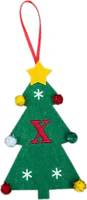 Produktbild von Weihnachtsbaum-Anhänger-Ornament mit Schlüsselband, 26 Buchstaben-Design, Filzstoff, Weihnachtsdekoration zum Aufhängen am Weihnachtsbaum