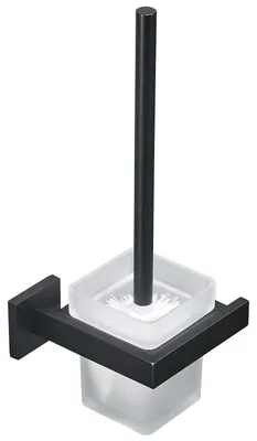 Image de Brosse WC avec support mural en acier inoxydable et en verre dépoli