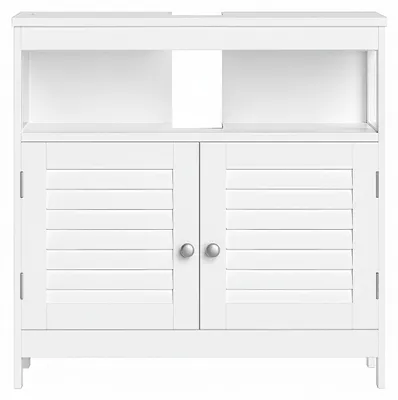Produktbild von Waschtischunterschrank mit 2 Lamellentüren | Weiß | 60x30x60cm