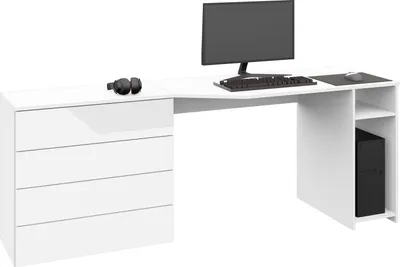 Produktbild von Schreibtisch "Vaasa" 196cm, weiß-glänzend